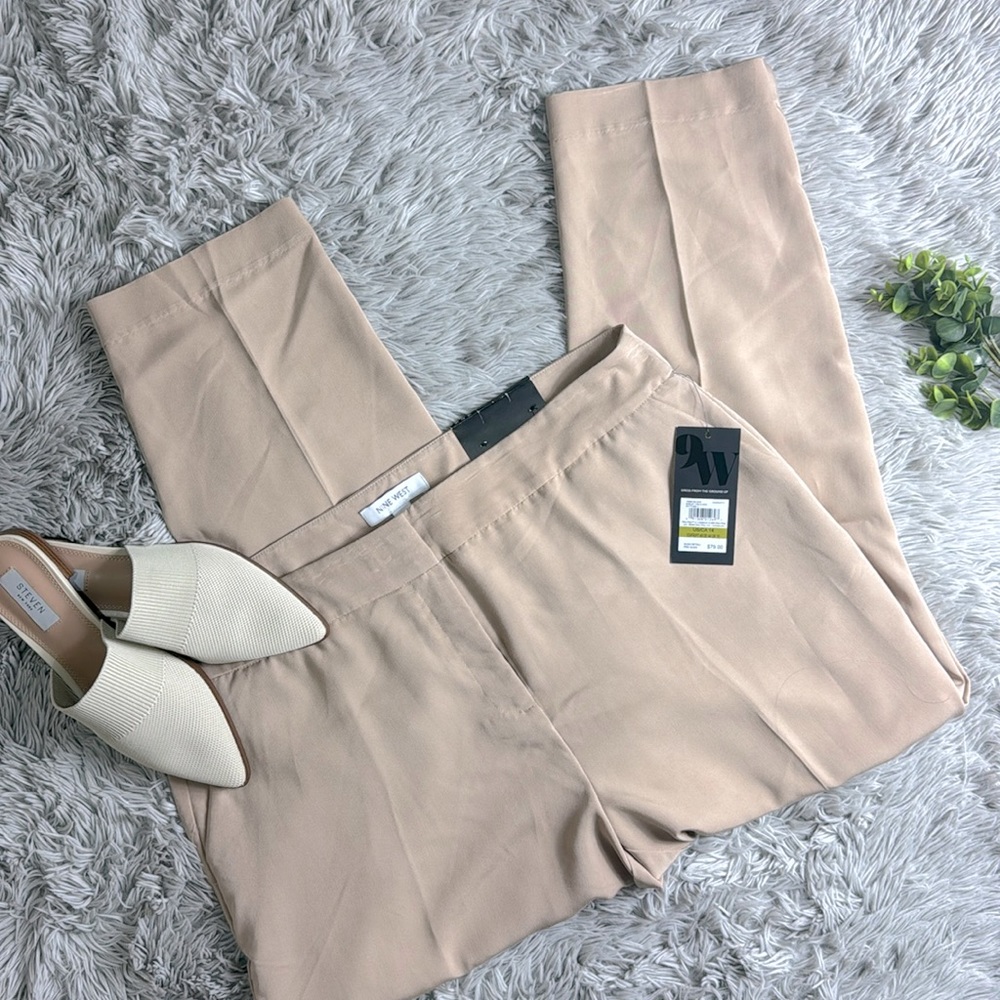 NWT nine west barley tan stretch ankle trousers size 14 - Picture 1 of 7